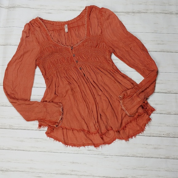 orange peasant blouse
